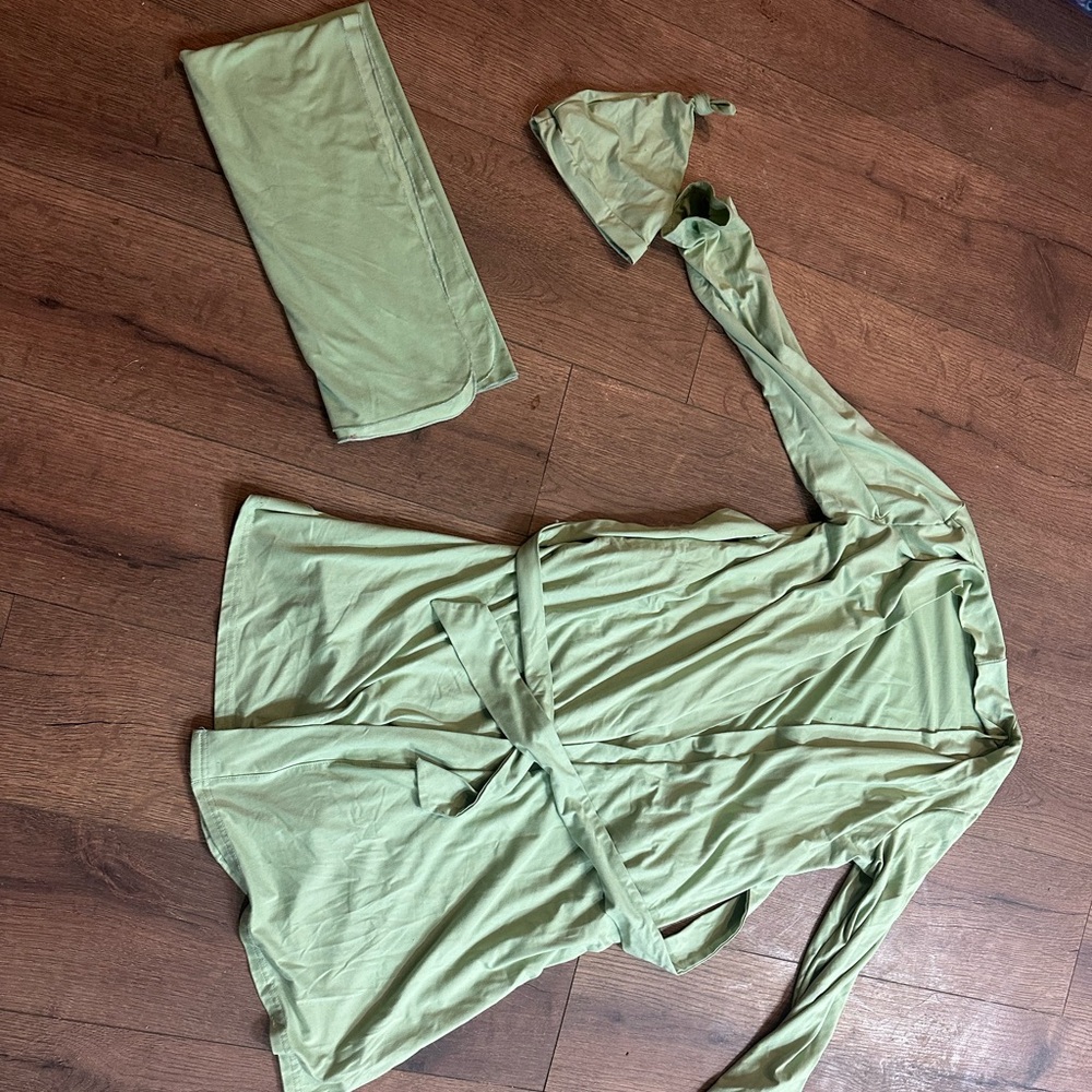 Light Sage Green Wrap Top with Self Tie